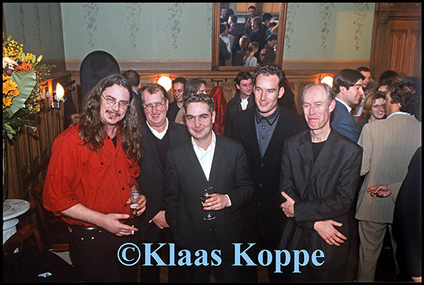lja Leonard Pfeiffer, Gerrit Komrij, Menno Wigman, Onno Blom, Pieter Boskma, foto Klaas Koppe